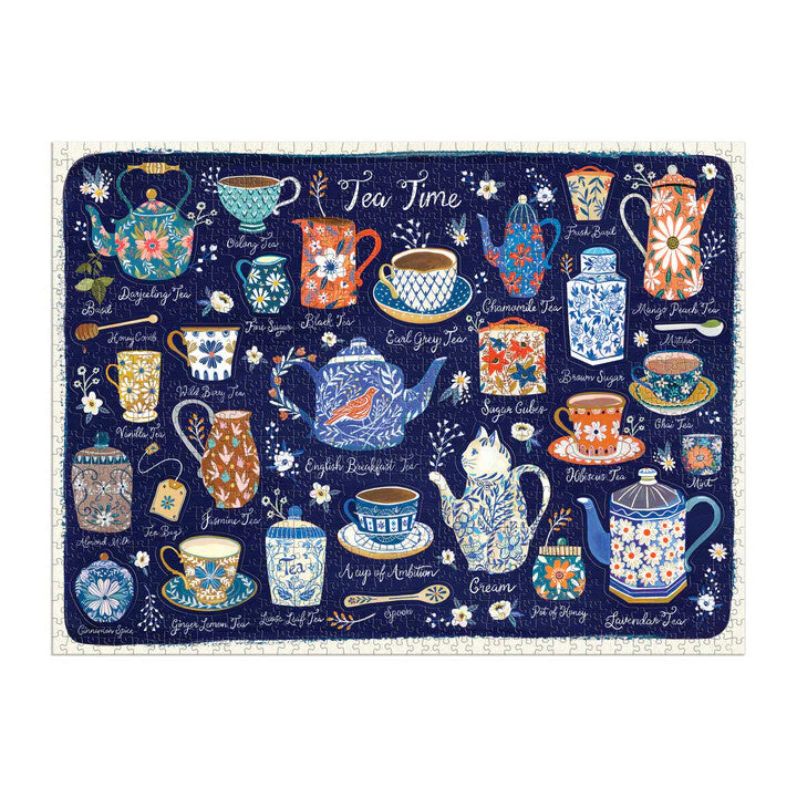 Tea Time - 1000pc Jigsaw Puzzle with Shaped Pieces - Galison - littleyoyo.ca