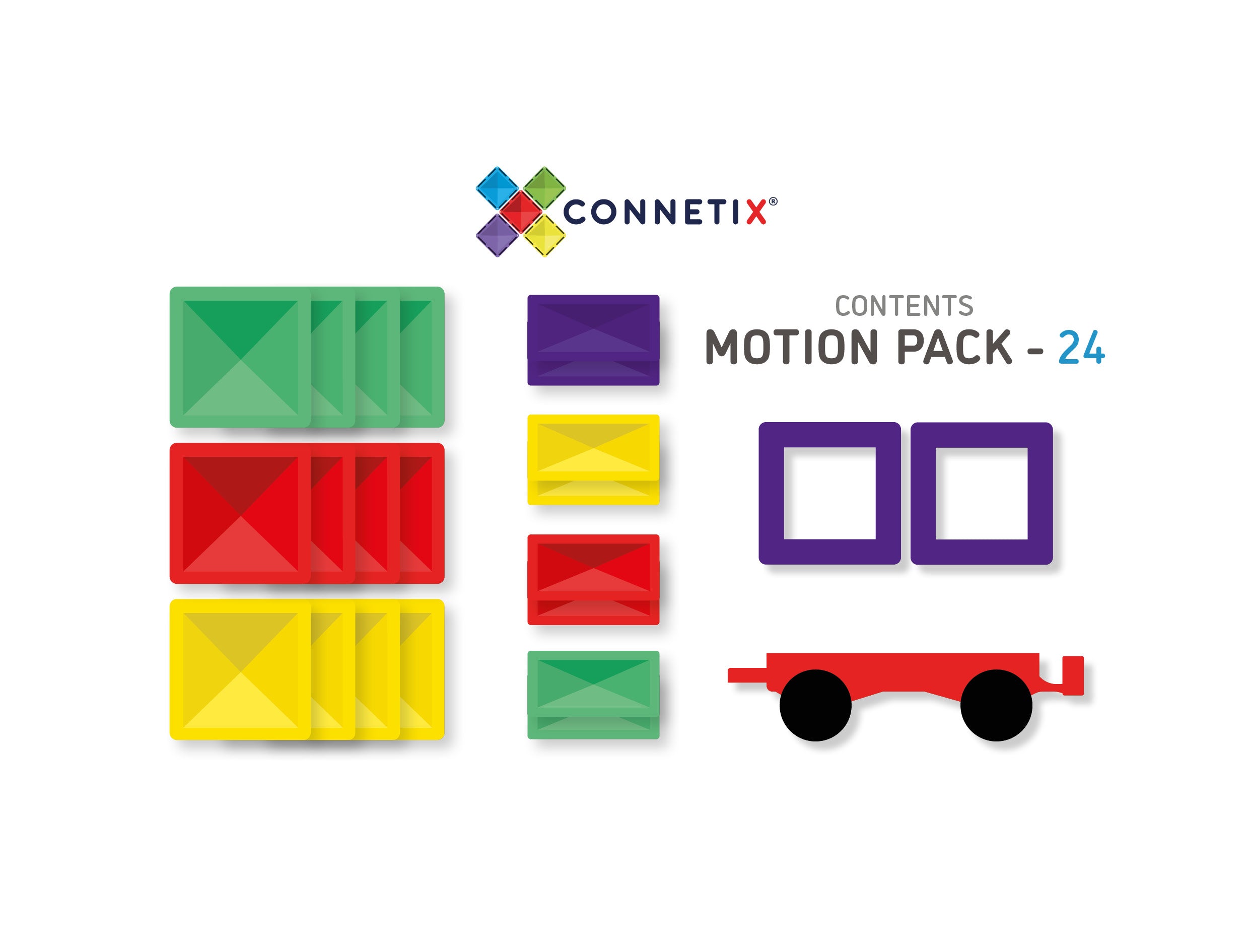 Connetix - Rainbow Motion Pack - 24 Piece Magnetic Tiles - Connetix - littleyoyo.ca