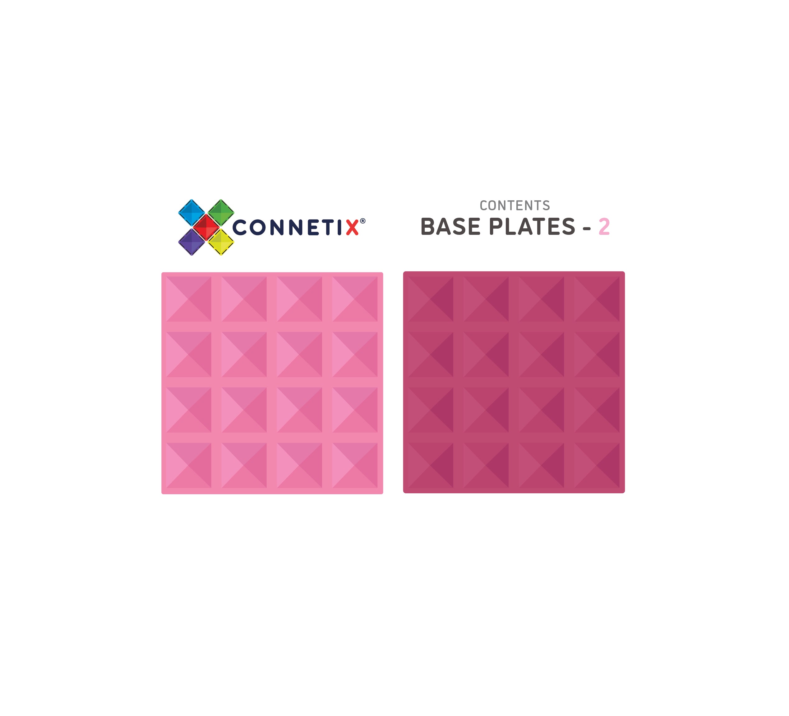 Connetix - Pastel Pink & Berry Base Plate - 2 Piece Magnetic Tiles - Connetix - littleyoyo.ca