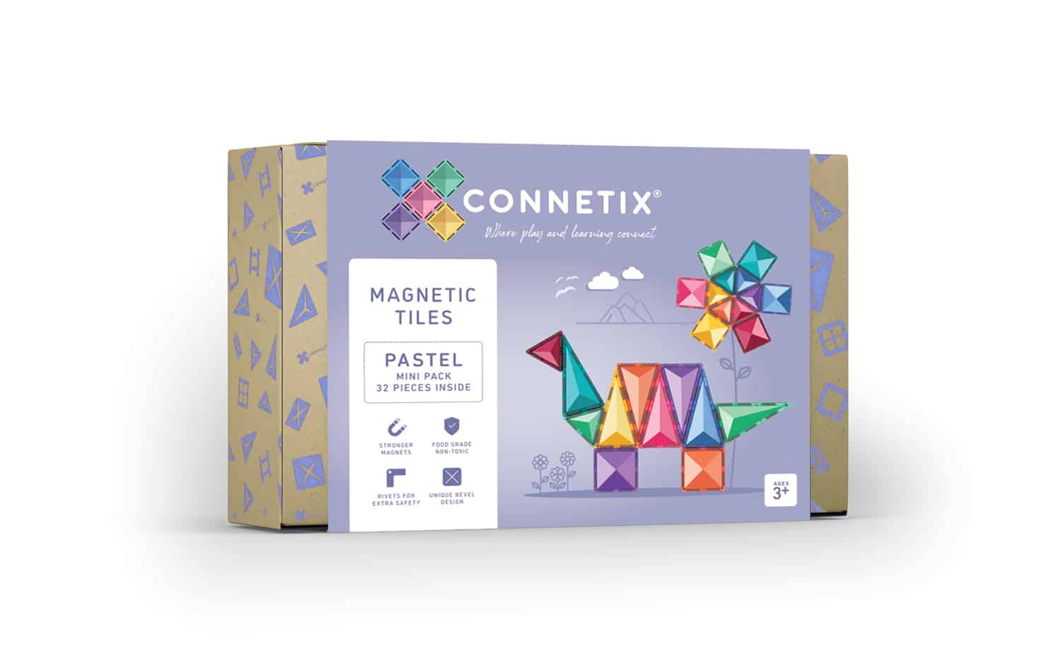 Connetix - Pastel Mini Pack - 32 Piece Magnetic Tiles - Connetix - littleyoyo.ca