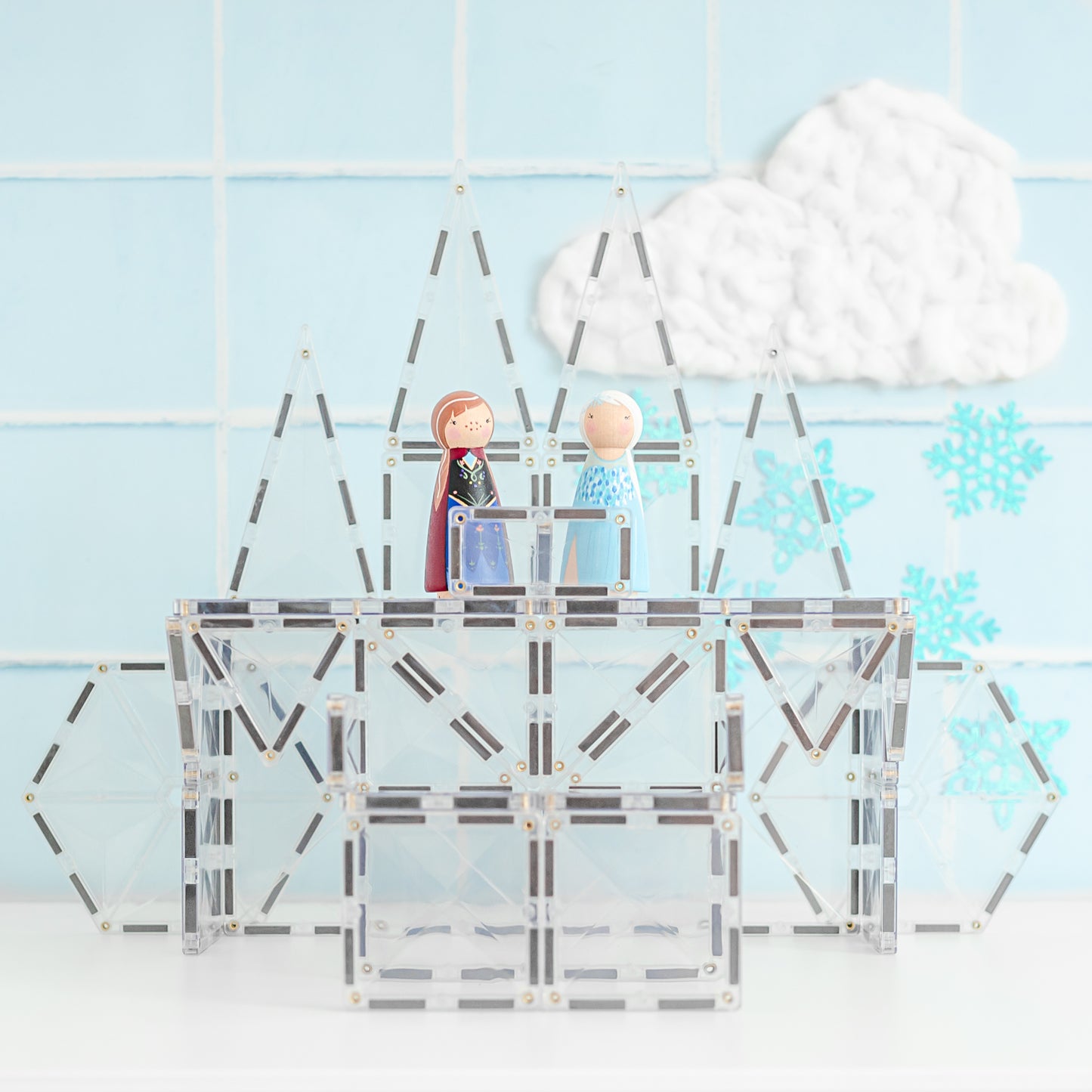 Connetix - 34 Piece Clear Starter Pack Magnetic Tiles