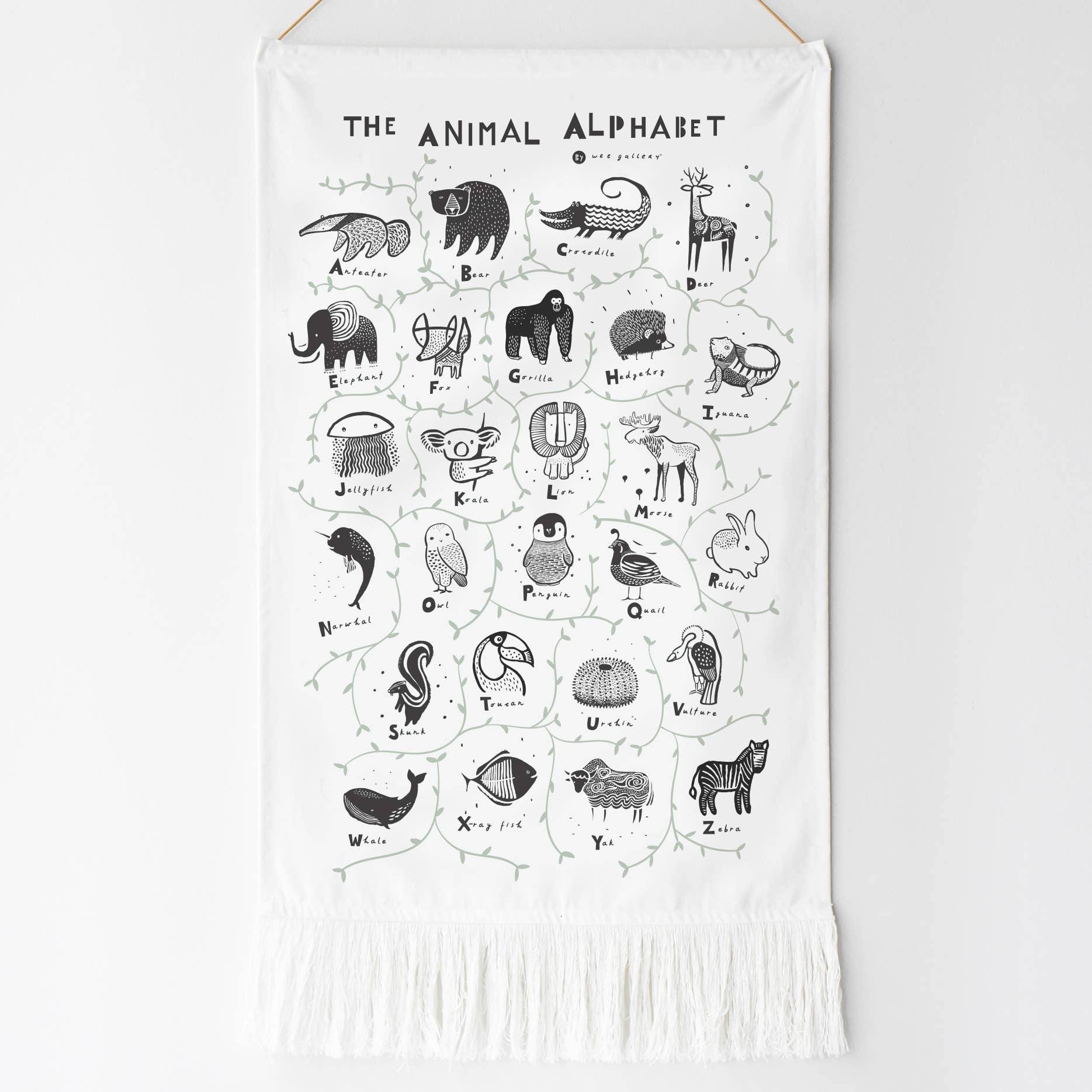 Wee Gallery - Animal Alphabet Printed Tapestry - Wee Gallery - littleyoyo.ca