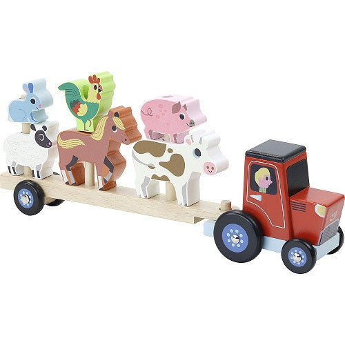 Vilac - Stacking Tractor with Trailer With Animals - Vilac - littleyoyo.ca