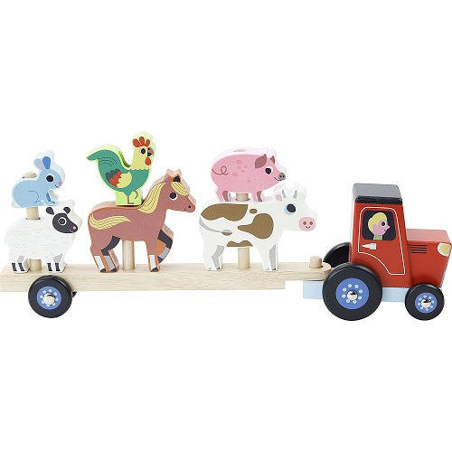 Vilac - Stacking Tractor with Trailer With Animals - Vilac - littleyoyo.ca