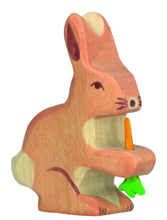 Holztiger - Hare with Carrot Wooden Figure - Holztiger - littleyoyo.ca