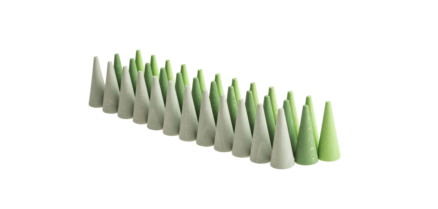 Grapat - Wood Mandala Cones - Greens
