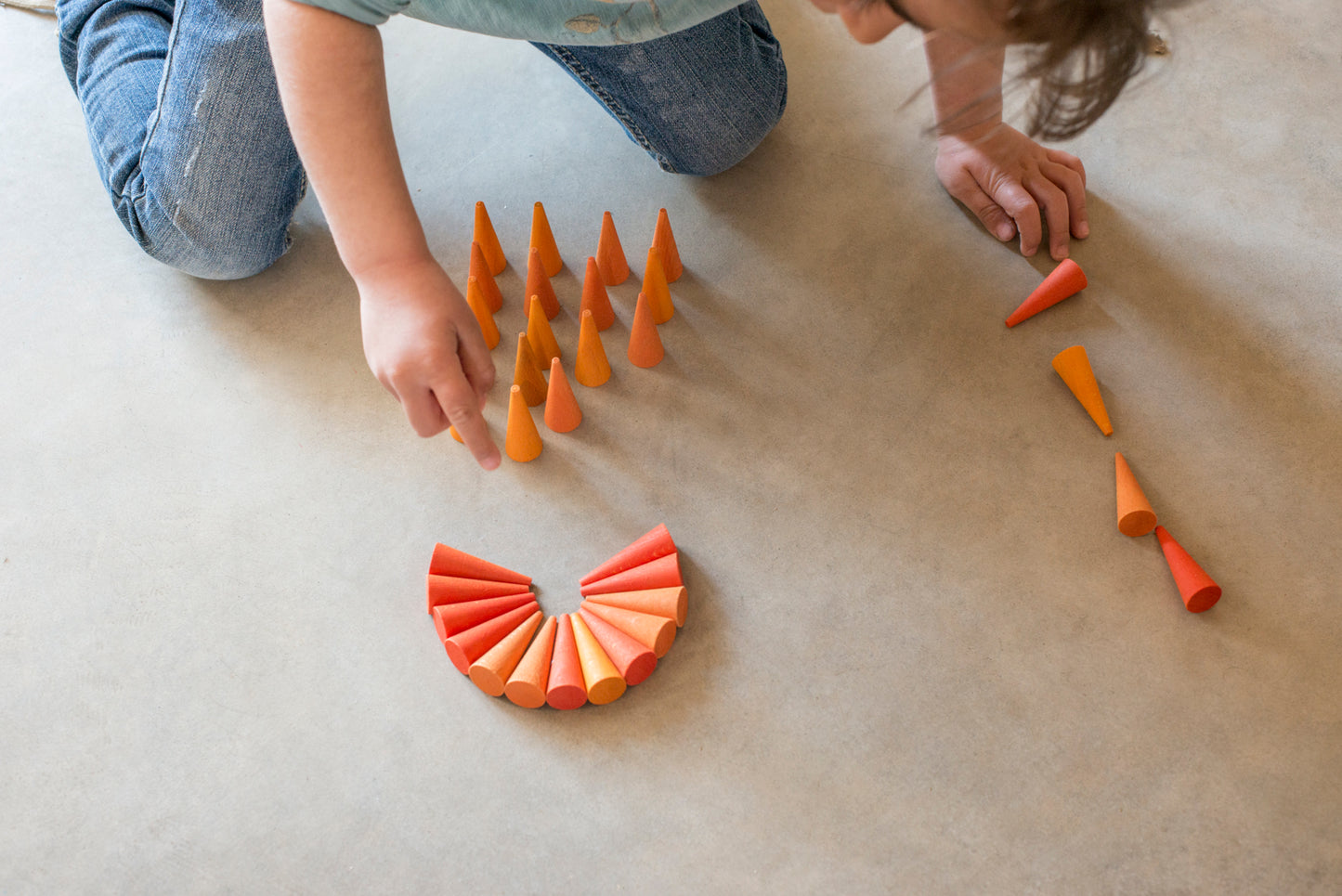 Grapat - Wood Mandala Cones - Orange