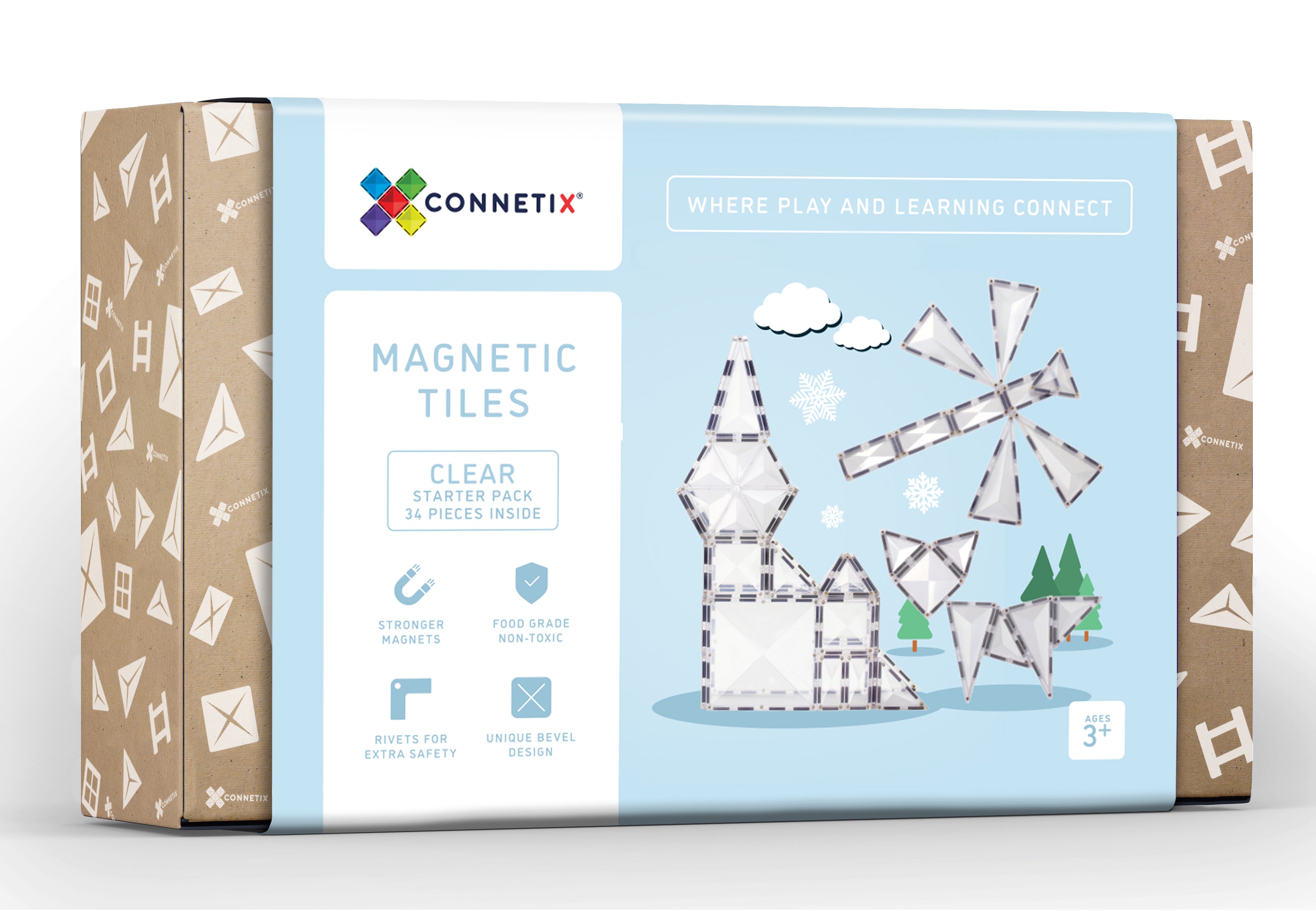 Connetix - Clear Starter Pack - 34 Piece Magnetic Tiles - Connetix - littleyoyo.ca