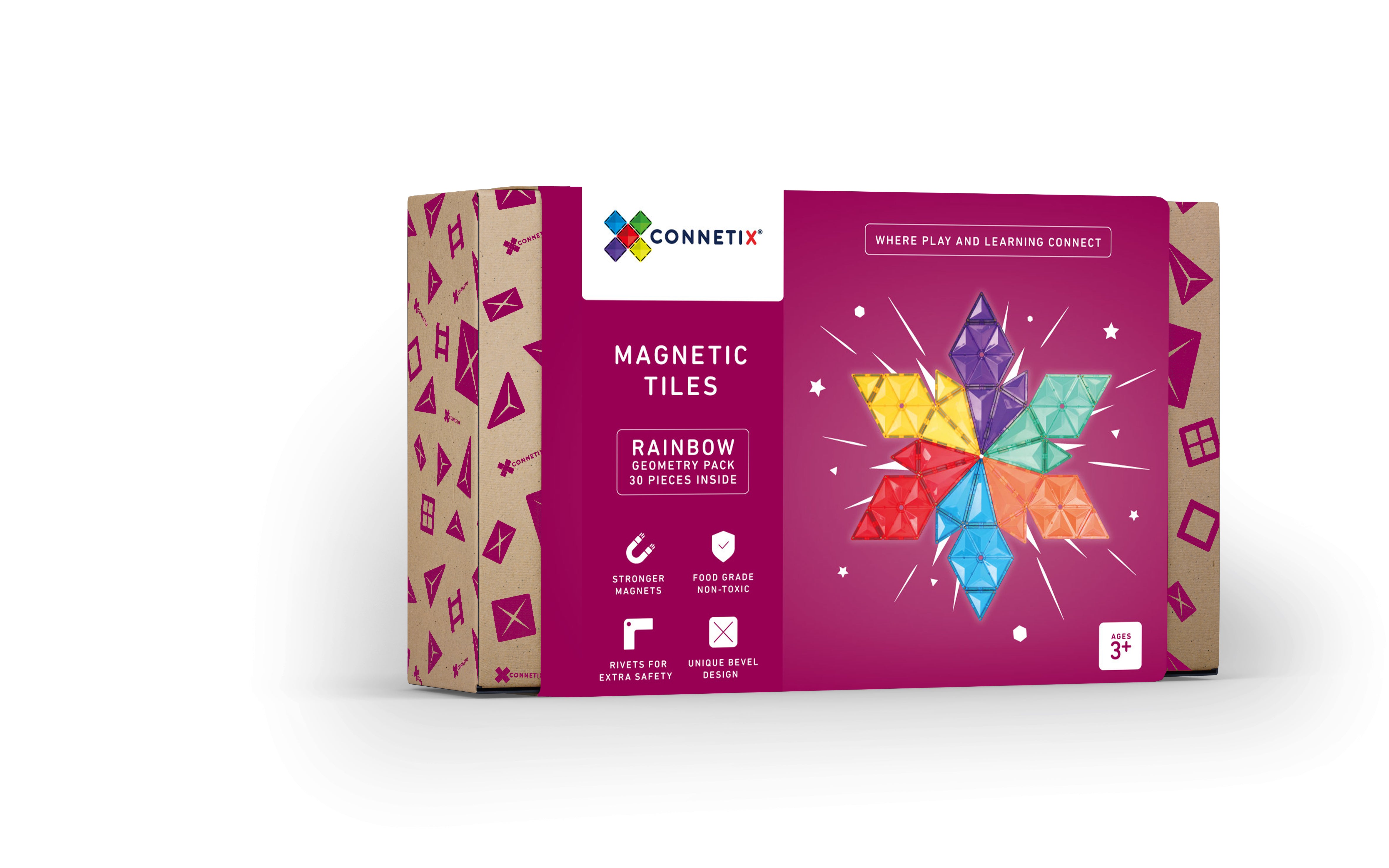 Connetix - Rainbow Geometry Pack - 30 Piece Magnetic Tiles - Connetix - littleyoyo.ca
