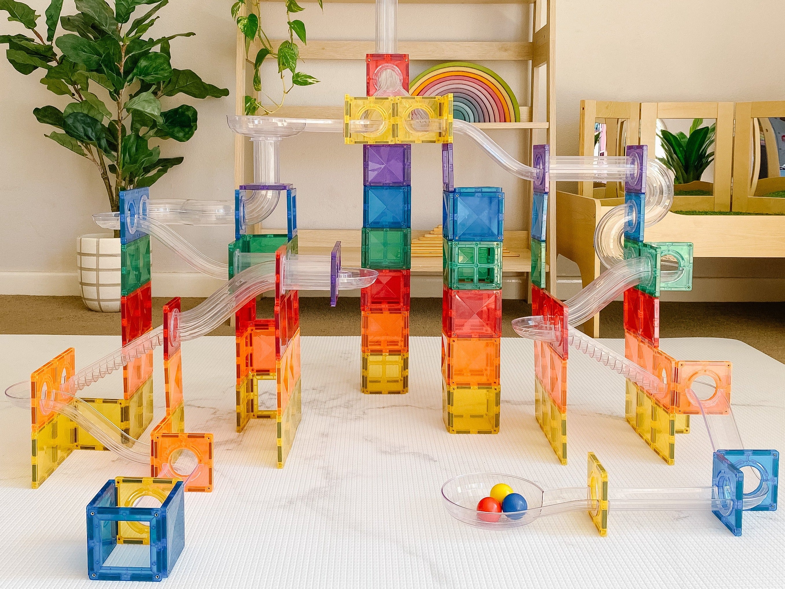 Connetix - Rainbow Ball Run Pack - 92 Piece Magnetic Tiles - Connetix - littleyoyo.ca