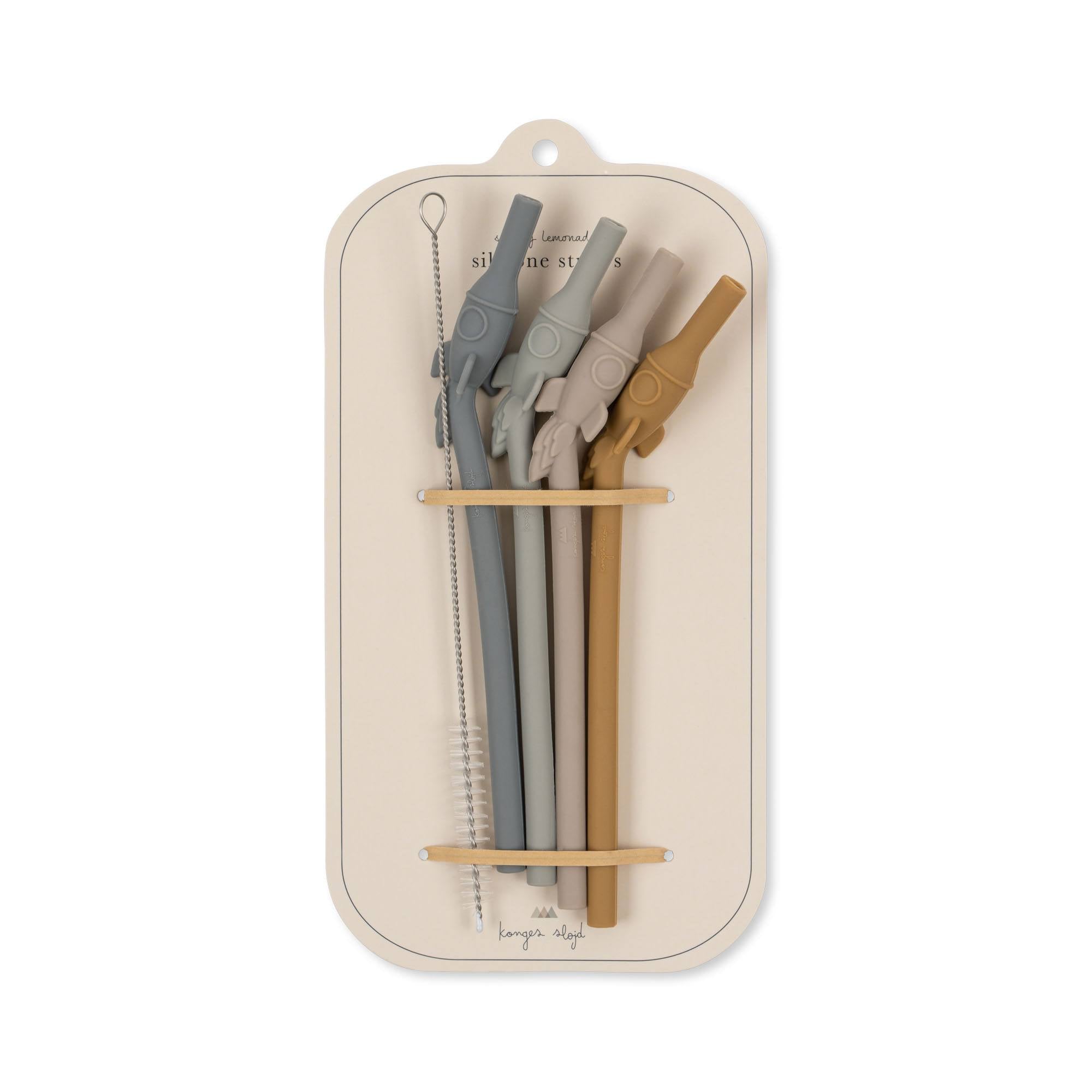 Konges Slojd - 4 Pack Silicone Sip Straw- Rocket - Konges Slojd - littleyoyo.ca