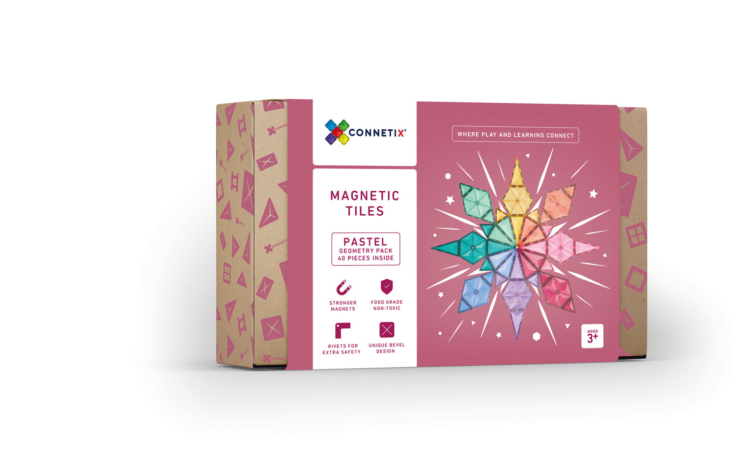 Connetix - Pastel Geometry Pack - 40 Piece Magnetic Tiles - Connetix - littleyoyo.ca