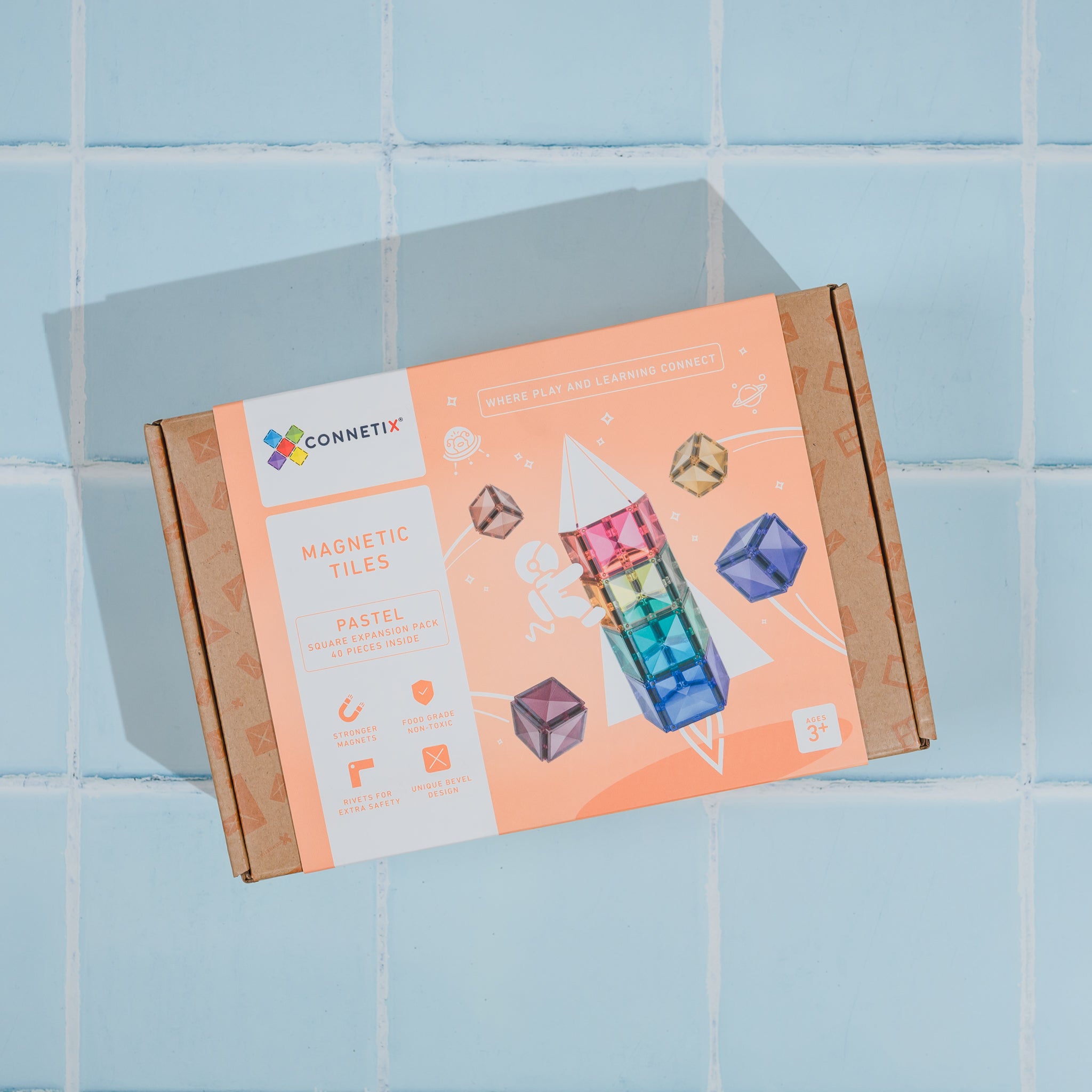 Connetix - Pastel Square Pack - 40 Piece Magnetic Tiles - Connetix - littleyoyo.ca