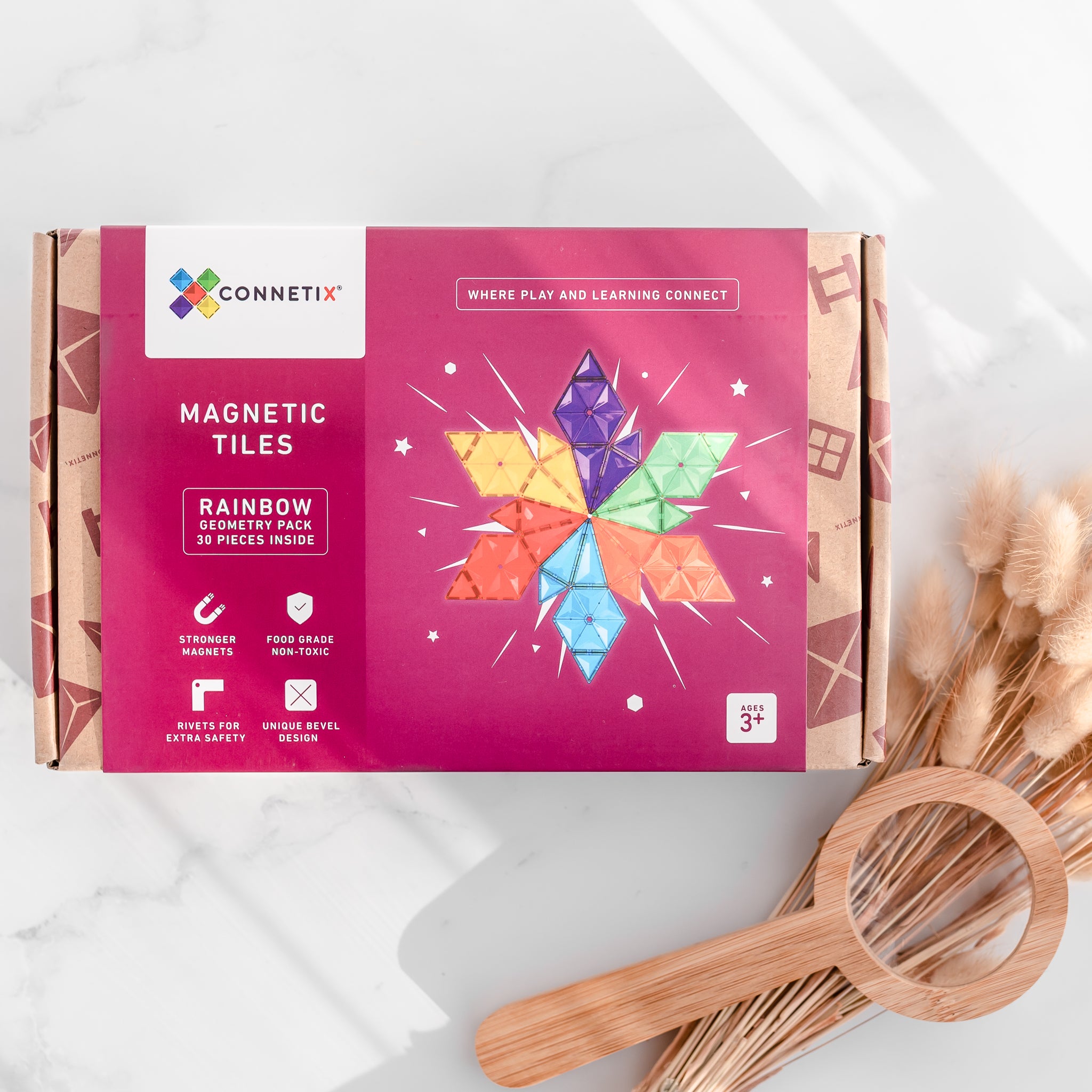 Connetix - Rainbow Geometry Pack - 30 Piece Magnetic Tiles - Connetix - littleyoyo.ca