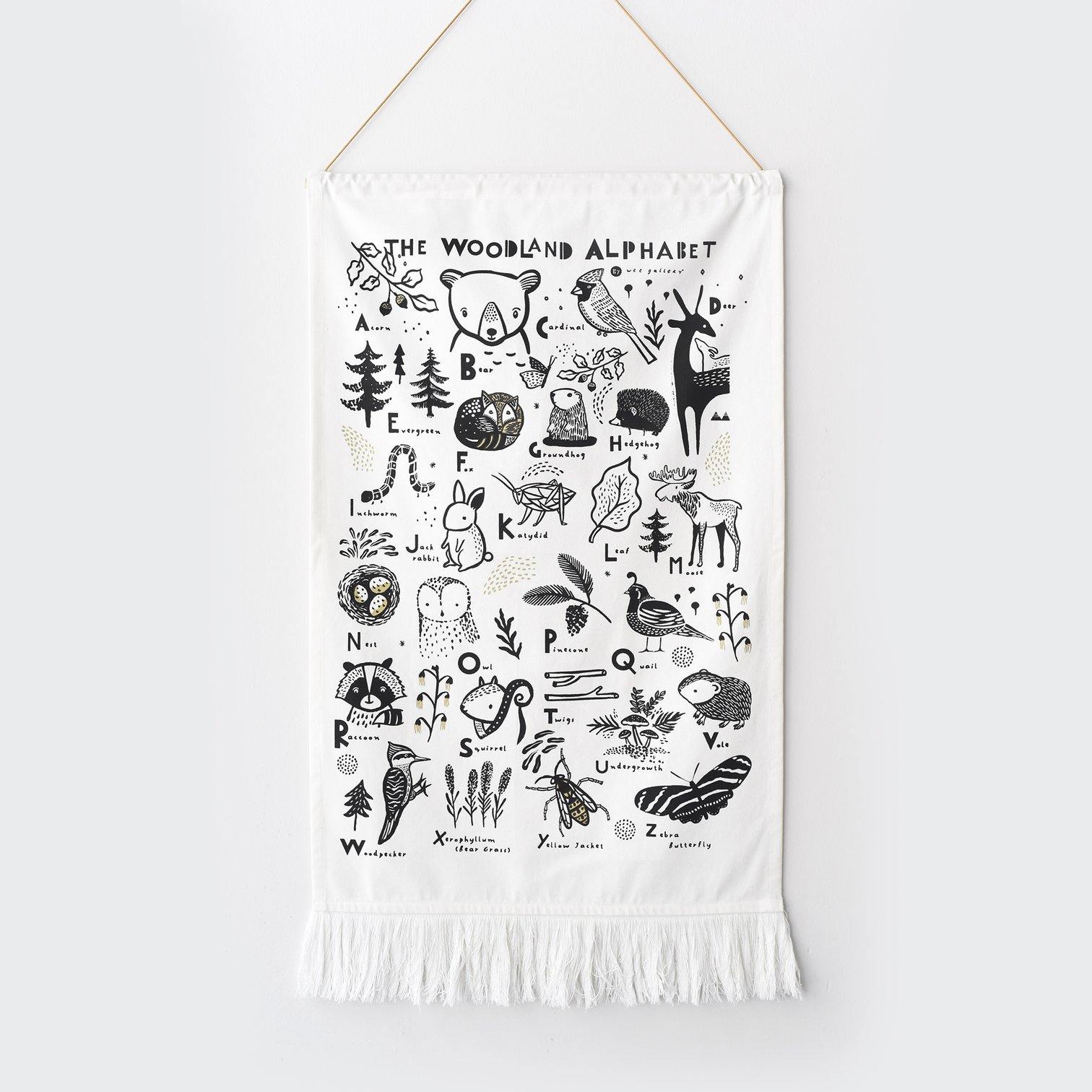 Wee Gallery - Woodland Animal Alphabet Printed Tapestry - Wee Gallery - littleyoyo.ca