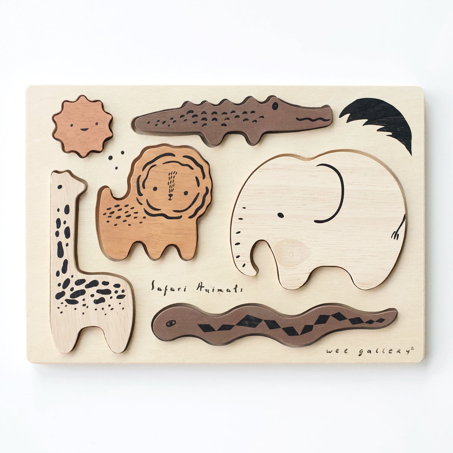 Wee Gallery - Wooden Tray Puzzle - Safari Animals - Wee Gallery - littleyoyo.ca