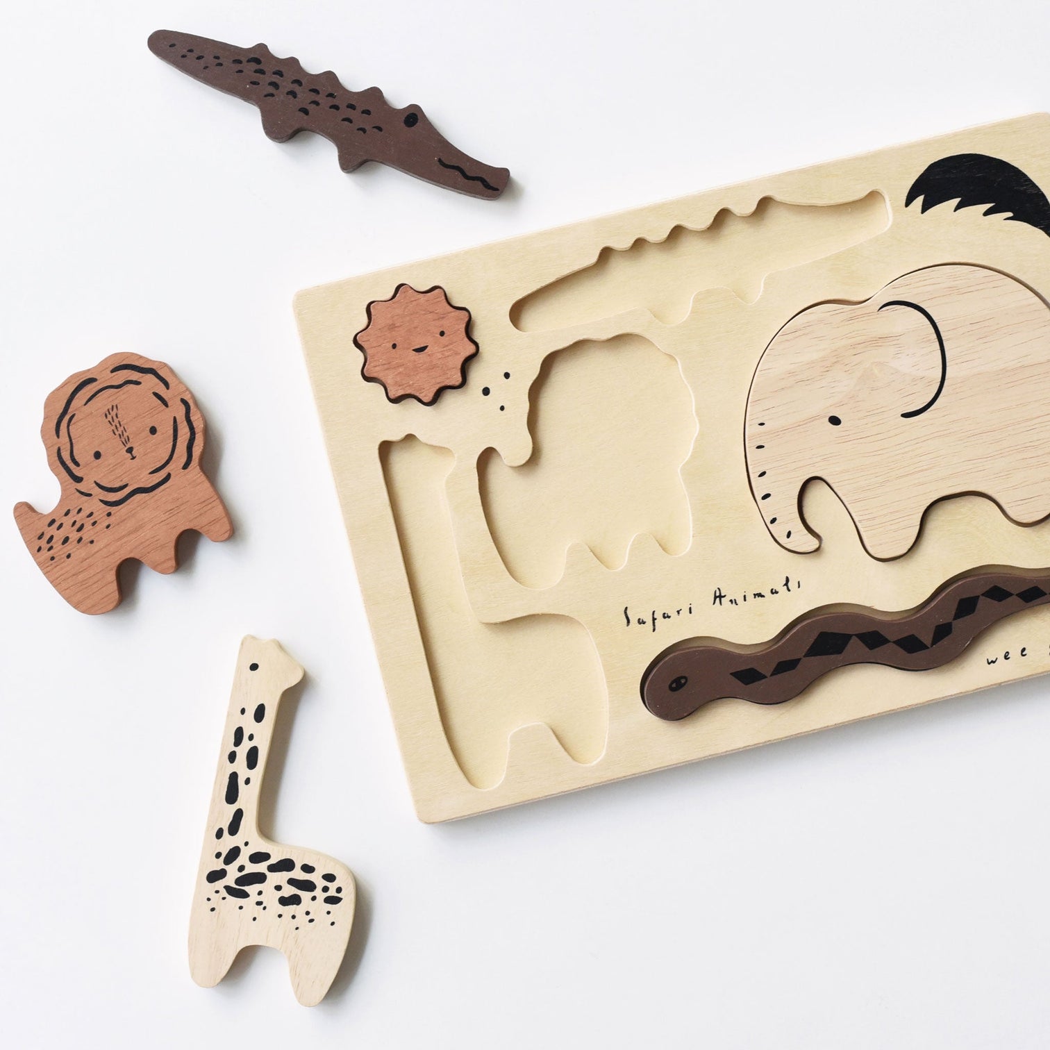 Wee Gallery - Wooden Tray Puzzle - Safari Animals - Wee Gallery - littleyoyo.ca