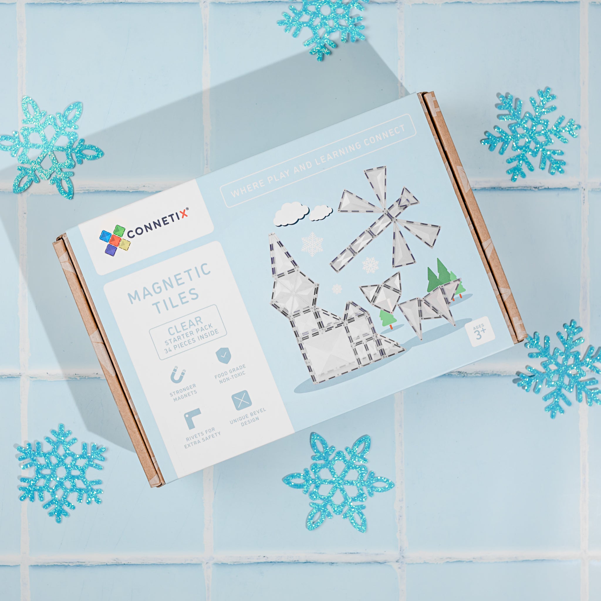 Connetix - Clear Starter Pack - 34 Piece Magnetic Tiles - Connetix - littleyoyo.ca