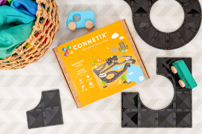 Connetix - 48 Piece Creative Roads Pack Magnetic Tiles