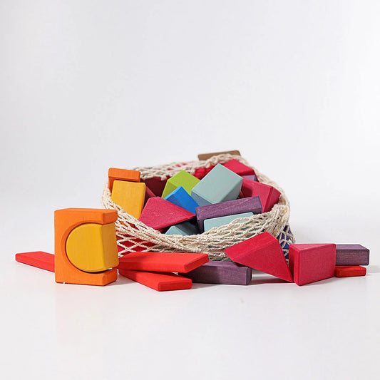Grimm's - Geometrical Blocks in Net Bag - Multi-colour