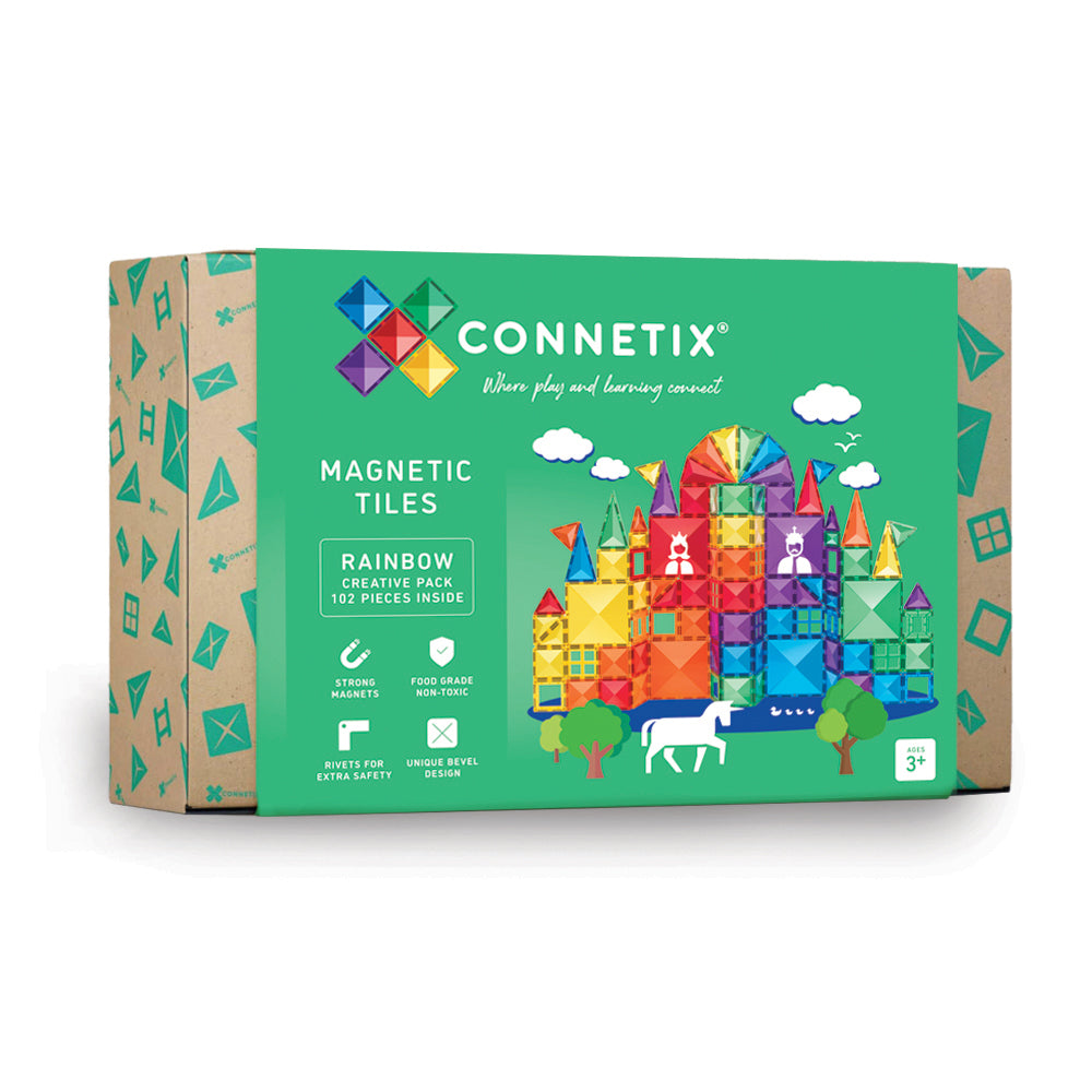 Connetix - 102 Piece Rainbow Creative Pack Magnetic Tiles
