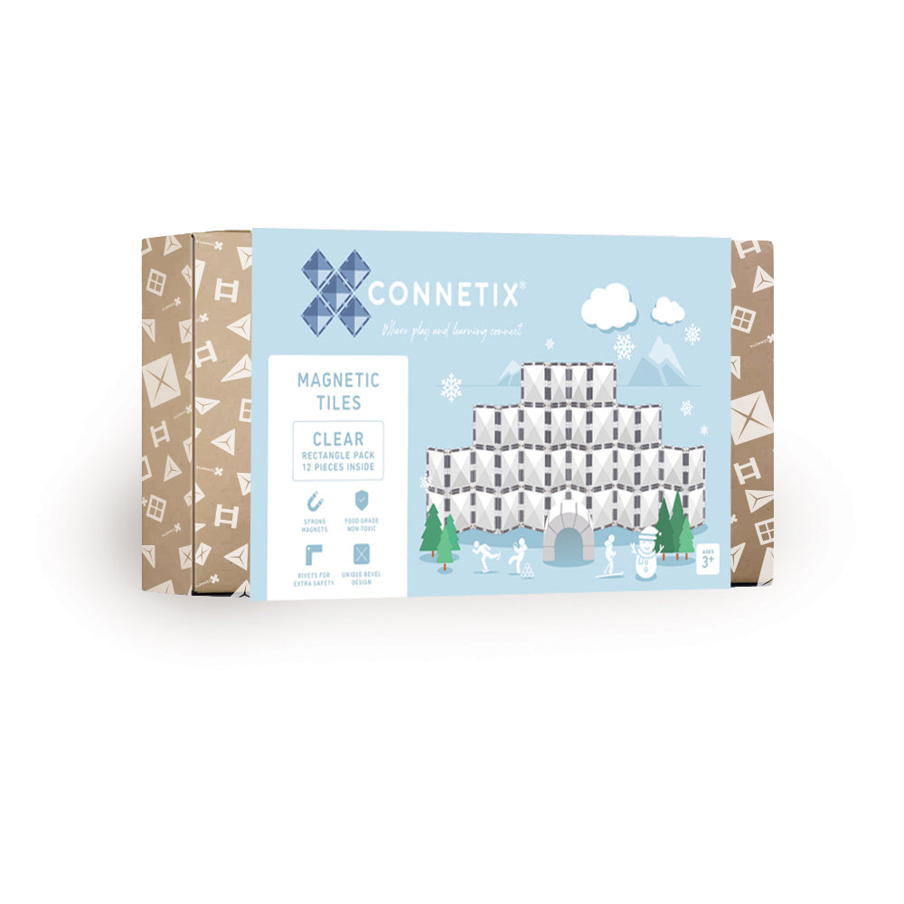 Connetix - 12 Piece Clear Rectangle Pack Magnetic Tiles (PRE-ORDER)