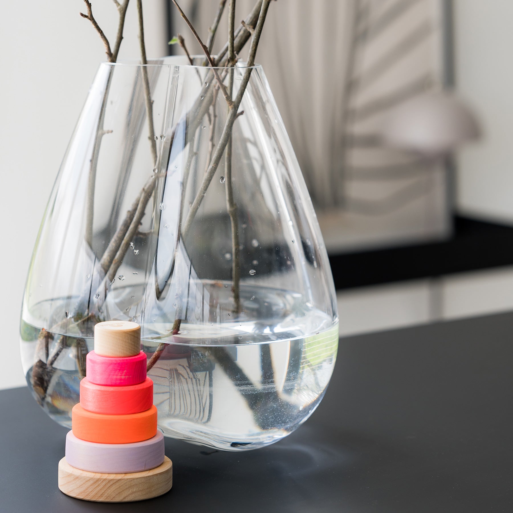 Grimm's - Small Conical Tower Neon Pink - Grimm's - littleyoyo.ca