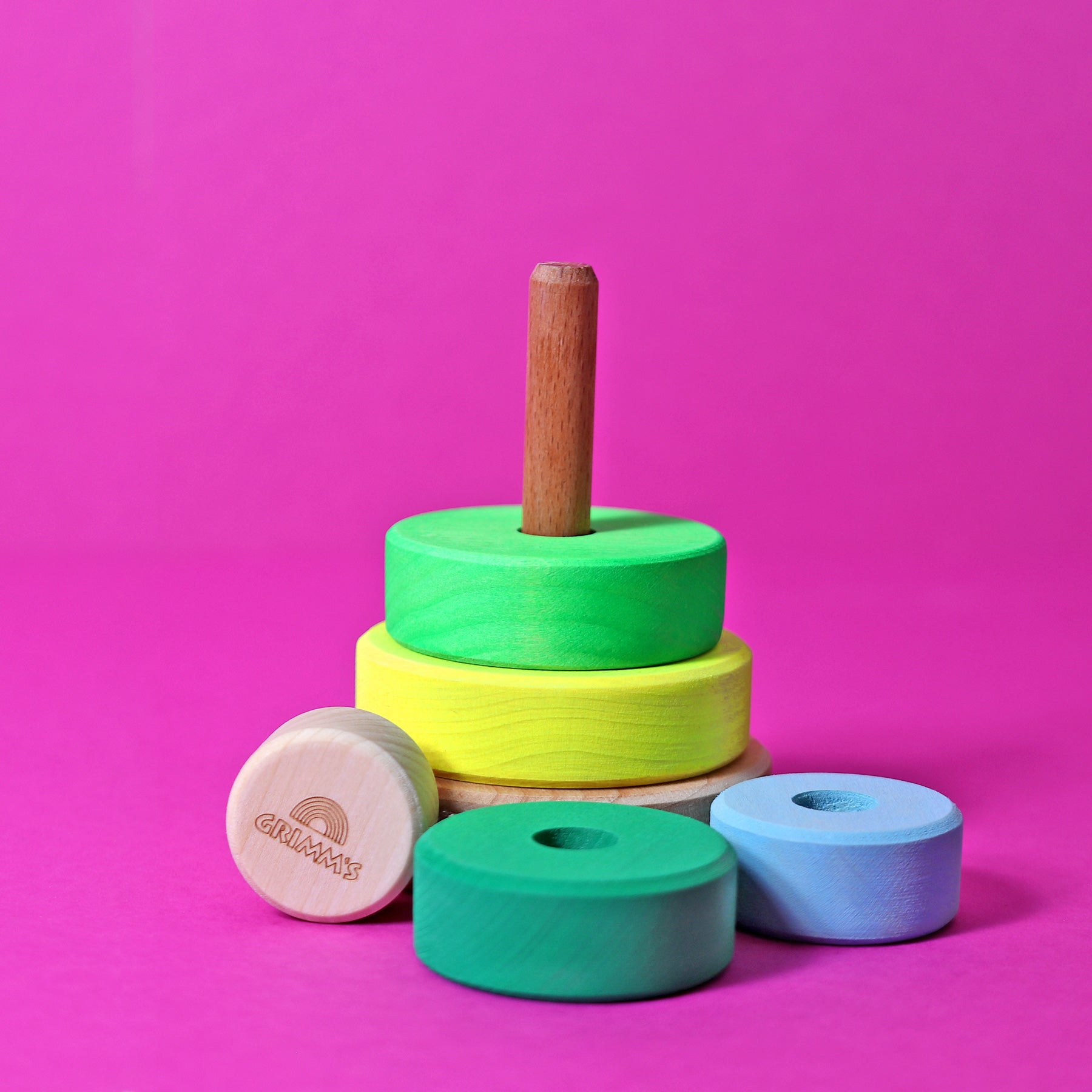 Grimm's - Small Conical Tower Neon Green - Grimm's - littleyoyo.ca