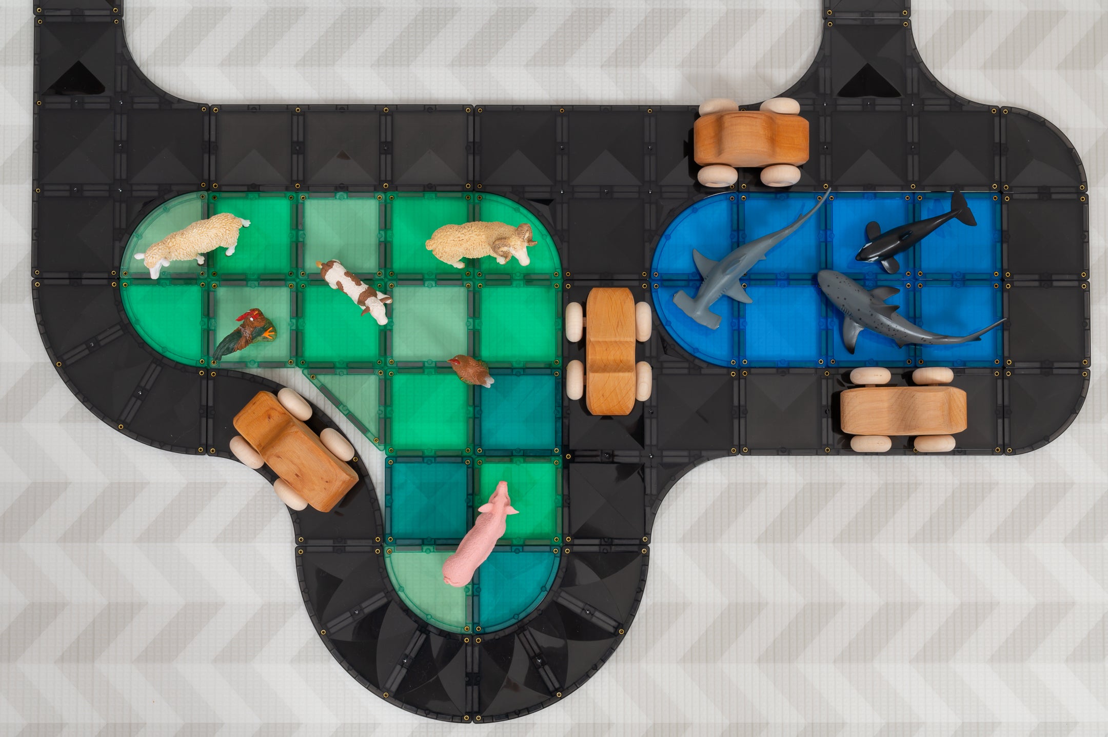 Connetix - Creative Roads Pack - 48 Piece Magnetic Tiles - Connetix - littleyoyo.ca