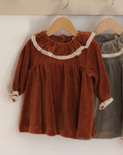 Quincy Mae Velour Baby Dress Redwood