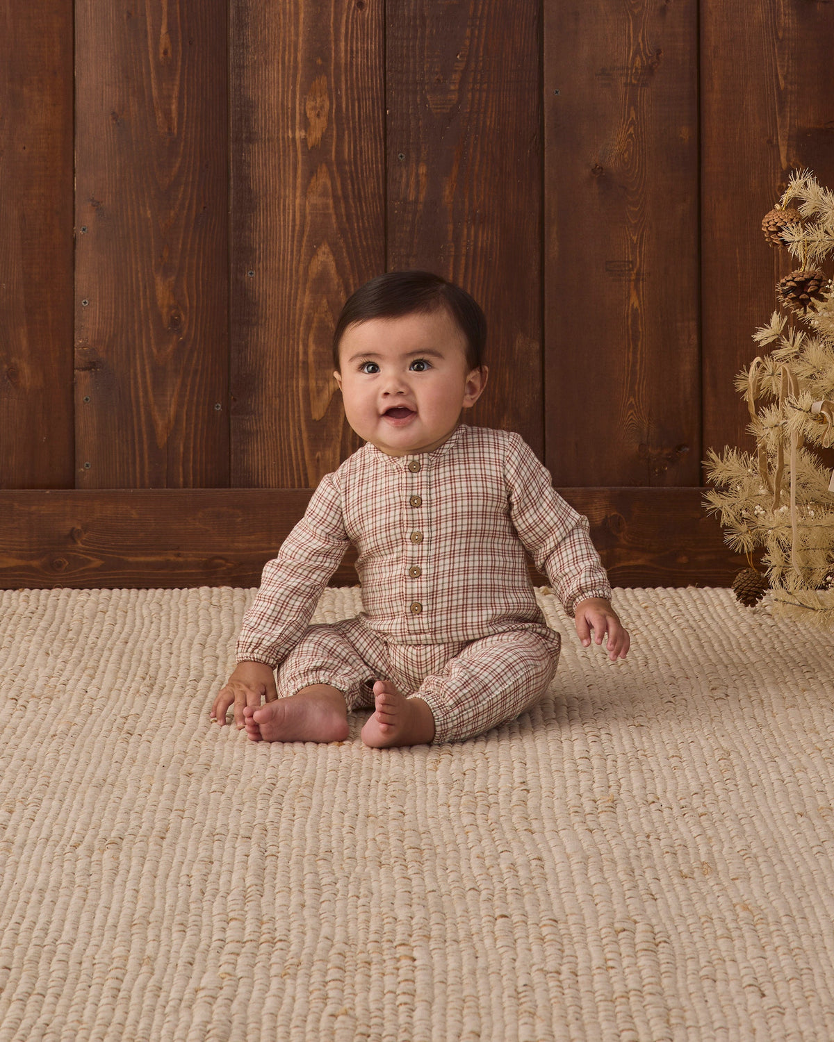 Quincy Mae Woven Jumpsuit Christmas Plaid
