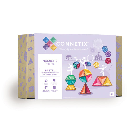 Connetix - 48 Piece Pastel Shape Expansion Pack Magnetic Tiles