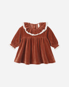 Quincy Mae Velour Baby Dress Redwood