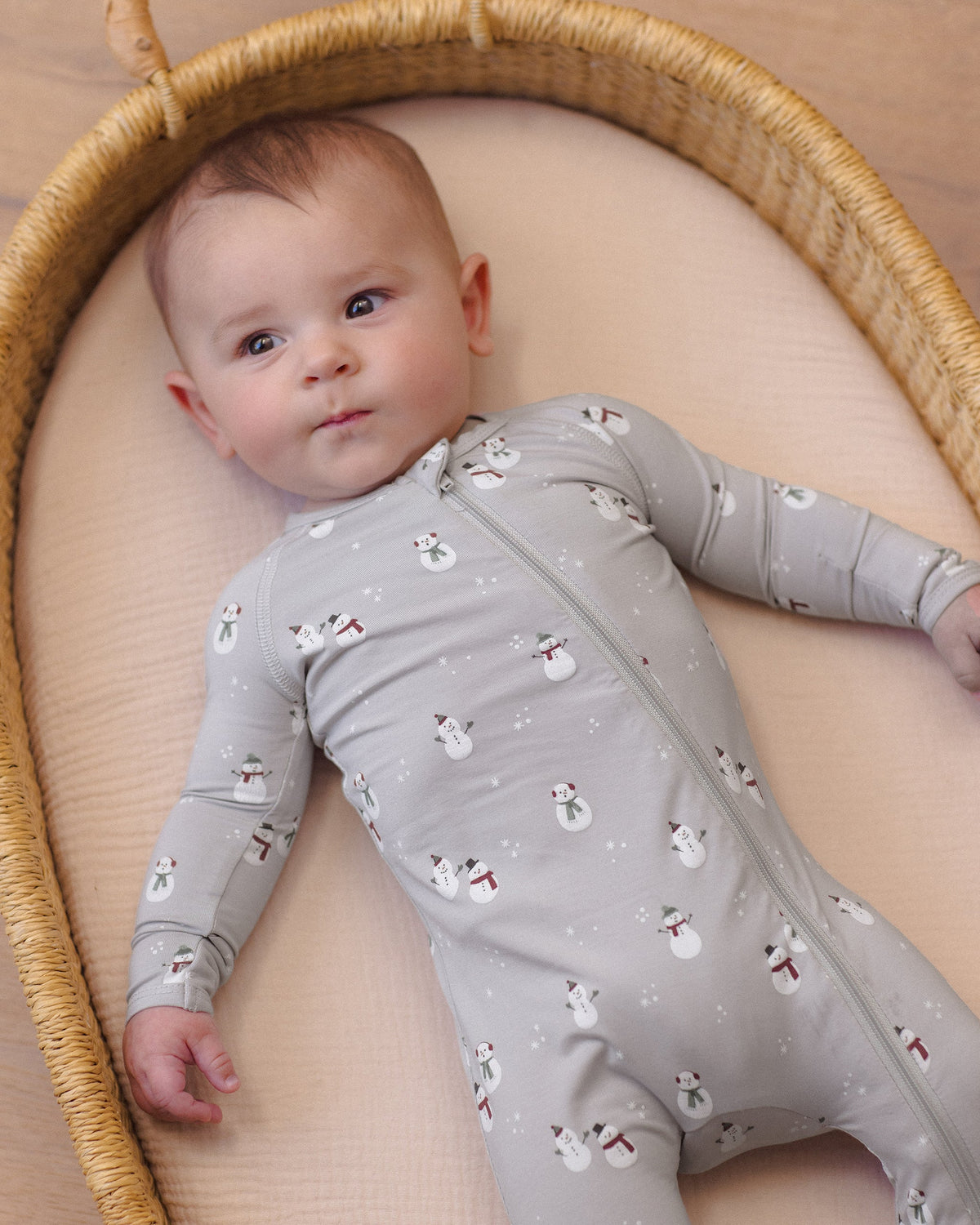 Quincy Mae Bamboo Zip Footie Snowman