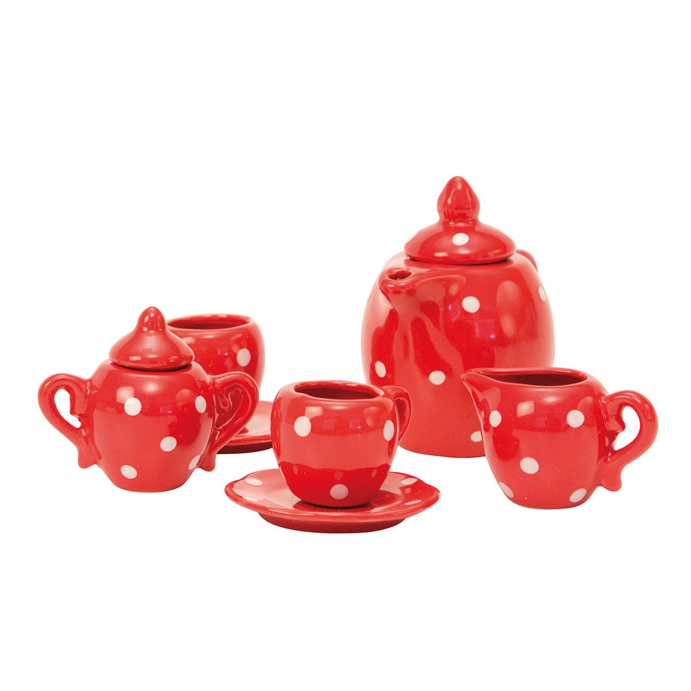Moulin Roty - Grand Famille - Red Ceramic Tea Set - Moulin Roty - littleyoyo.ca