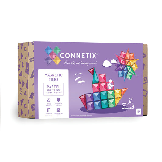 Connetix - 64 Piece Pastel Starter Pack Magnetic Tiles (PRE-ORDER)