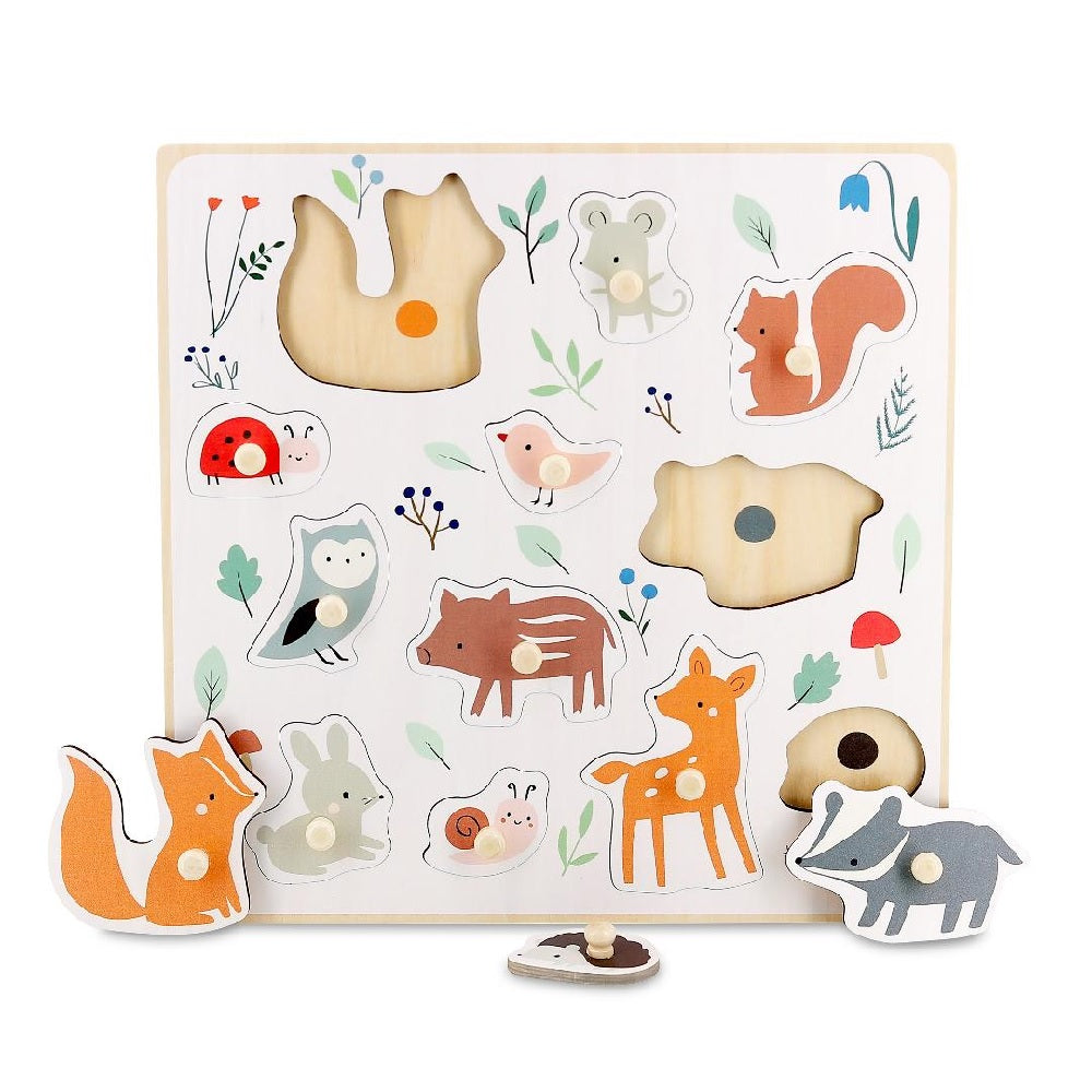 Vilac - Forest Animals Peg Puzzle - Sarah Betz - Vilac - littleyoyo.ca
