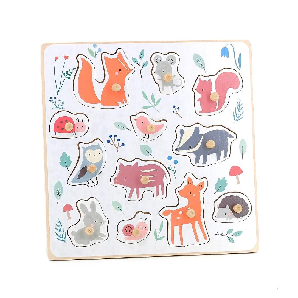 Vilac - Forest Animals Peg Puzzle - Sarah Betz - Vilac - littleyoyo.ca