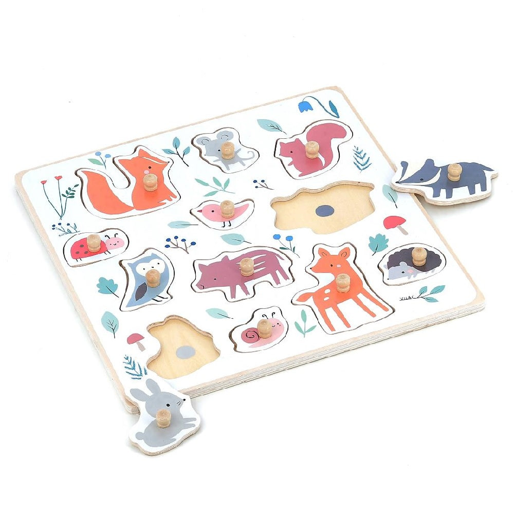 Vilac - Forest Animals Peg Puzzle - Sarah Betz - Vilac - littleyoyo.ca