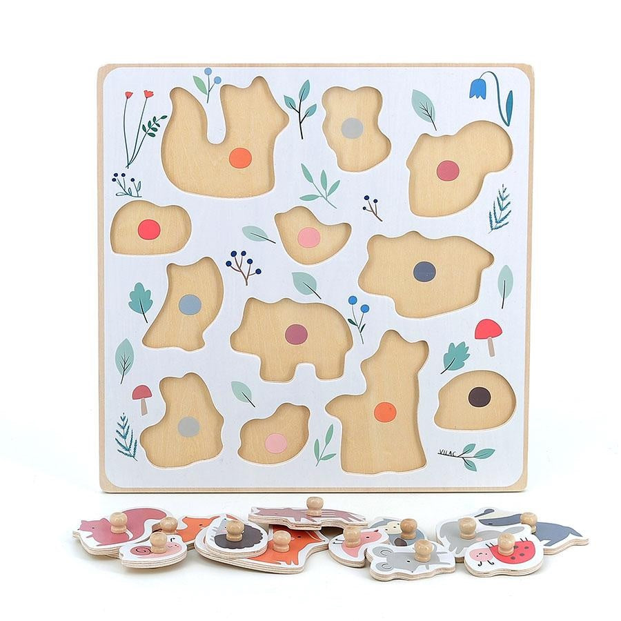Vilac - Forest Animals Peg Puzzle - Sarah Betz - Vilac - littleyoyo.ca