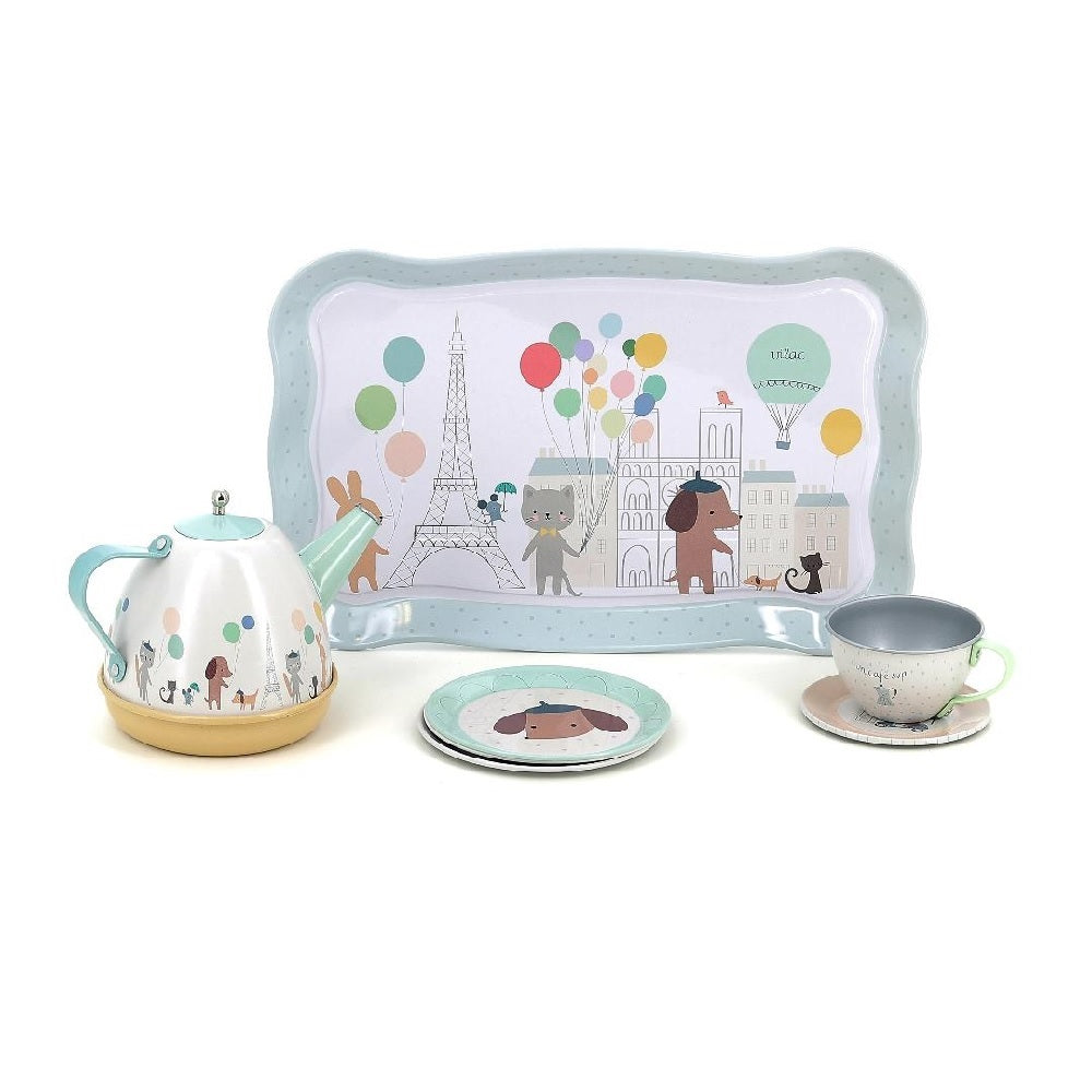 Vilac - Nature Musical Tin Tea Set - Sarah Betz - Vilac - littleyoyo.ca