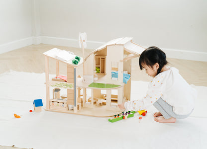 PlanToys - Green Dollhouse with Furniture