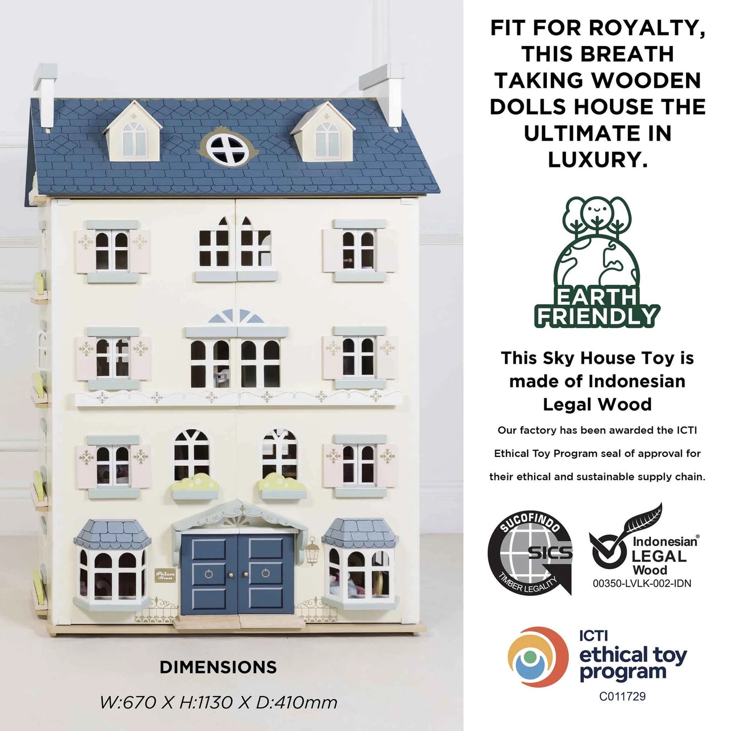 Le Toy Van Palace Wooden Dollhouse littleyoyo