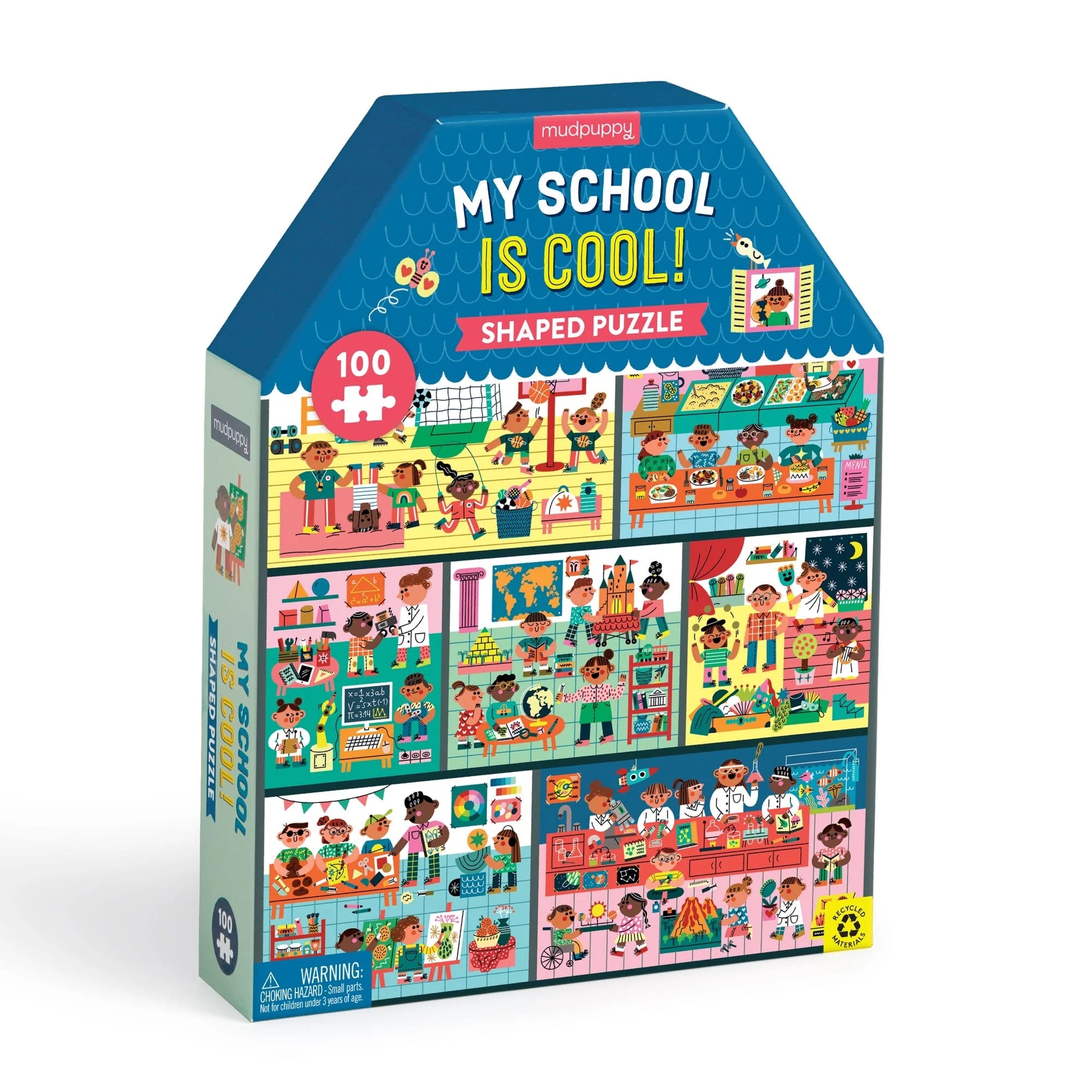 Mudpuppy - My School is Cool 100 Piece House-Shaped Puzzle - Mudpuppy - littleyoyo.ca