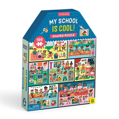 Mudpuppy - My School is Cool 100 Piece House-Shaped Puzzle