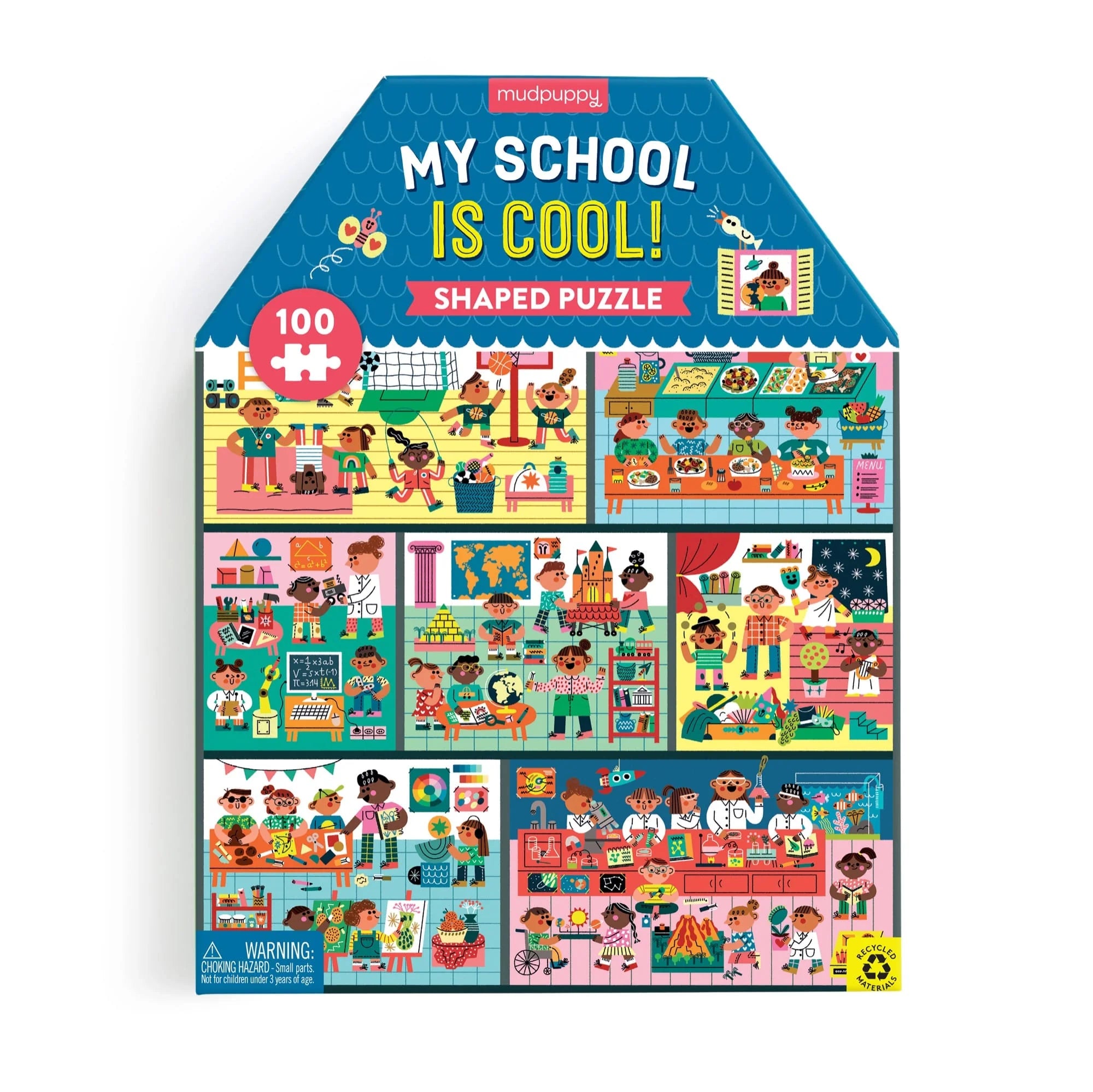 Mudpuppy - My School is Cool 100 Piece House-Shaped Puzzle - Mudpuppy - littleyoyo.ca