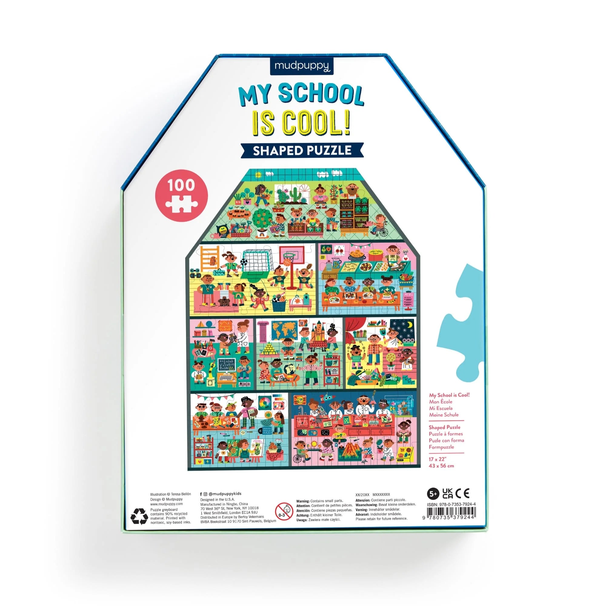 Mudpuppy - My School is Cool 100 Piece House-Shaped Puzzle - Mudpuppy - littleyoyo.ca