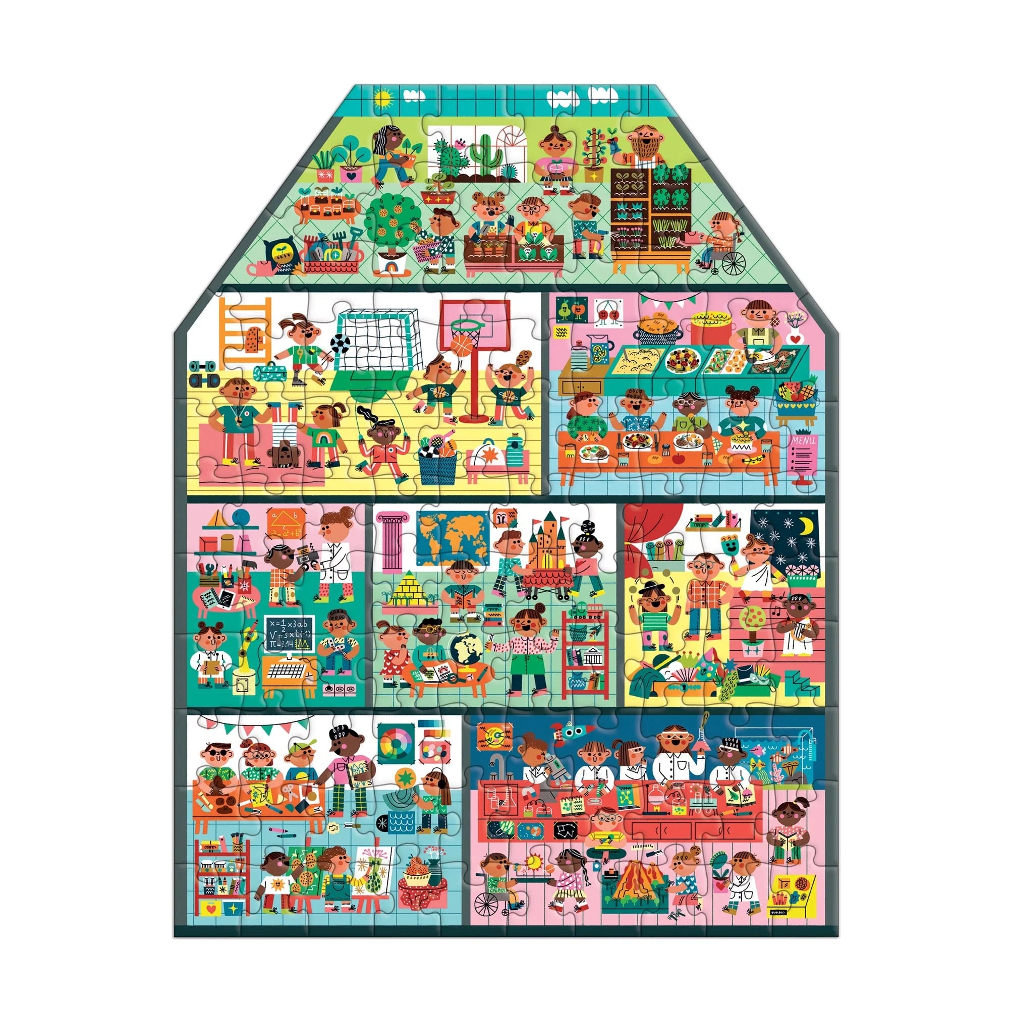 Mudpuppy - My School is Cool 100 Piece House-Shaped Puzzle - Mudpuppy - littleyoyo.ca