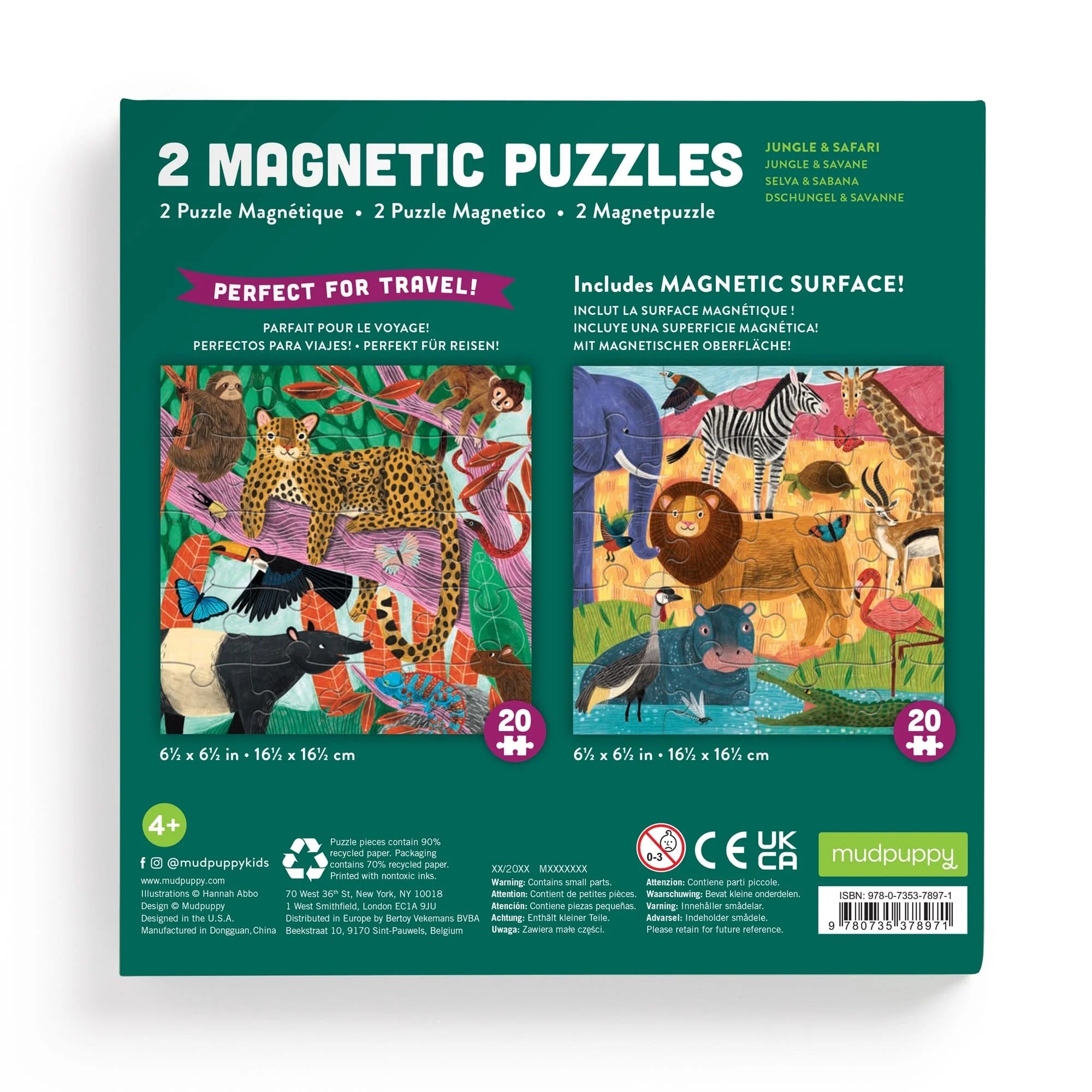 Mudpuppy - Jungle & Safari Magnetic Puzzles - Mudpuppy - littleyoyo.ca