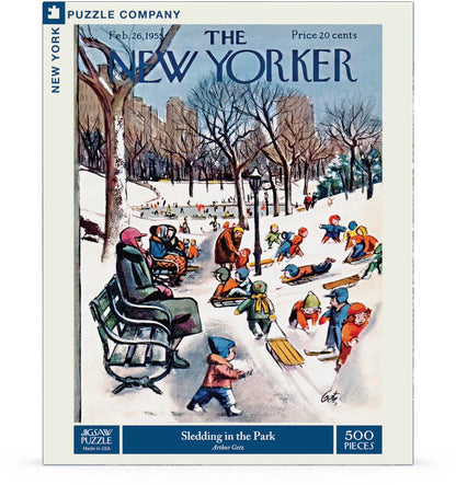 Sledding in the Park - 500 Piece Jigsaw Puzzle